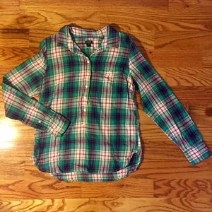 J. Crew Plaid Long Sleeve Top